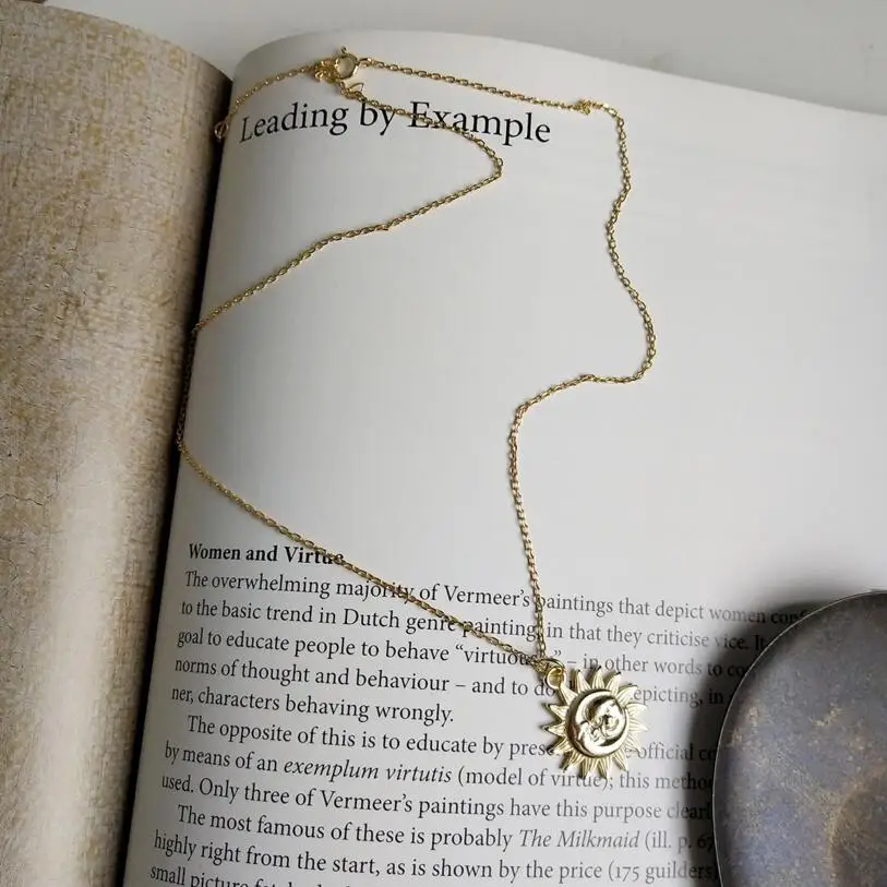 Подвесное ожерелье чокер с подвеской Sun Moom Модные Винтажные Подарочные ювелирные