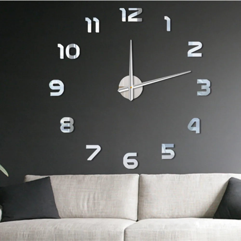 Details about   3D Mirror Surface Large Wall Clock Modern DIY Sticker Home Decor Art Design 2020 