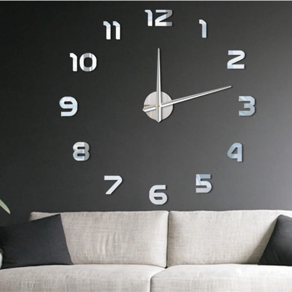 Large 3D DIY Wall Clock Modern Mirrors Surface Number Luxury Wall Art Decoration Large 3D DIY Wall Clock Modern Mirrors Surface Number Luxury Wall Art Decoration