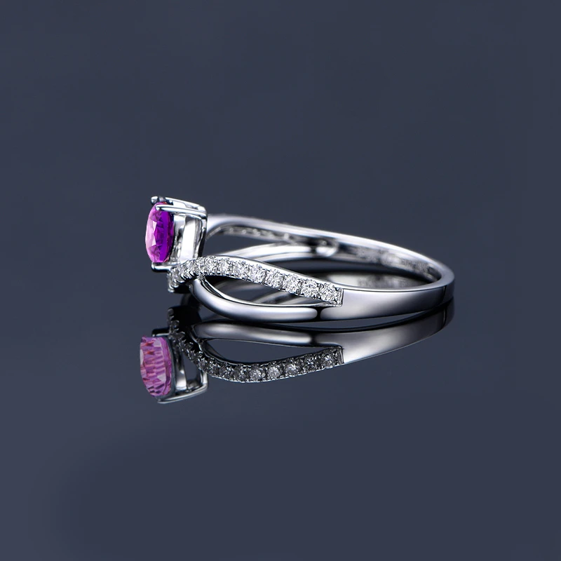AINUOSHI Природный аметист Корона кольцо 1.25ct грушевидной огранки драгоценных камней Обручение вечерние Для женщин Jewelry 925 пробы серебро слеза кольцо