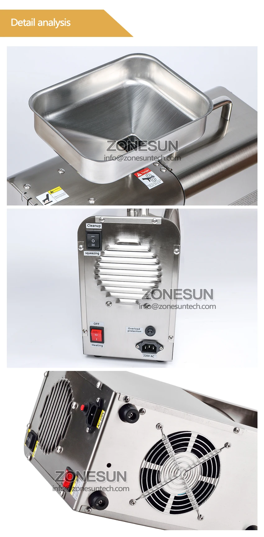 ZONESUN Нержавеющая сталь 110В или 220В для Выберите семян ореховое масло Пресс машина коммерческих Класс шнековый пресс для извлечения масла