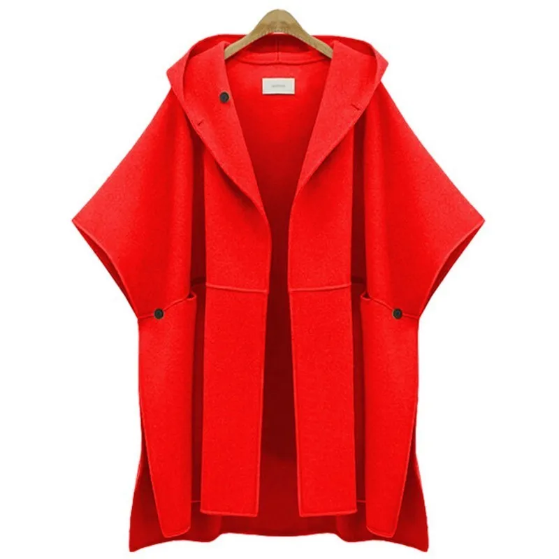 Ruiyige Plus Size 2018 Autumn Winter Coat Women Wool Blend Pocket Hoodies Overcoat Jacket Long Loose Coat Hooded Outwear XL-5XL
