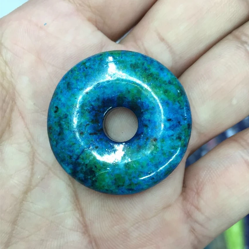 

Fashion blue synthetic stone chrysocolla 35mm coin round circle charms pendant fit diy chain necklace accessories B3253