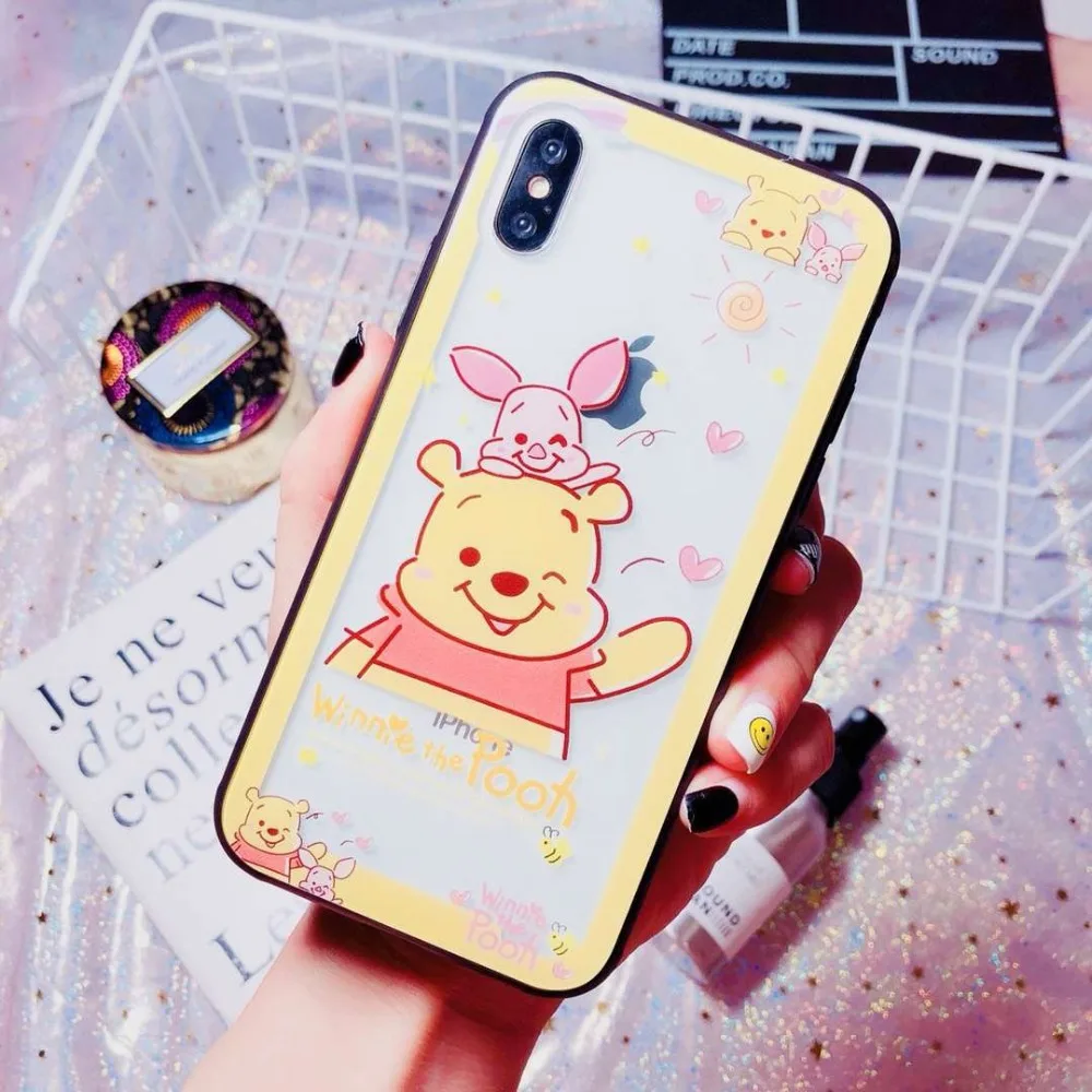 

Disneys Cartoon Winnie Pooh Phone Case For Iphone 7 8 Plus X XR XS MAX Cases Funny Transparent Case For Mobile Phone Bags
