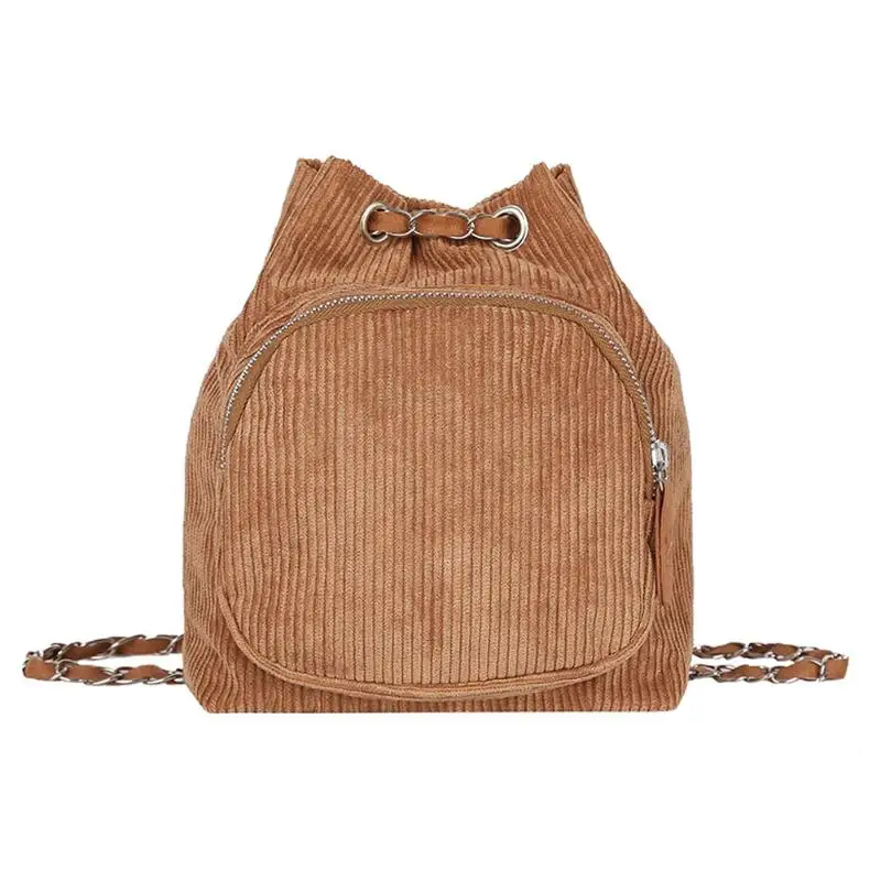 

MOJOYCE Corduroy Backpack Women Girls Small Travel Chain Shoulder Bag Girls Fashion Solid Crossbody Bag Lovely Candy Color Bag