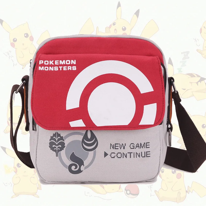 

New Anime Pokemon Pocket Monster Pikachu Cosplay Prop Ash Ketchum Canvas Shoulder Bags Crossbody Bag Teens School Student Bag
