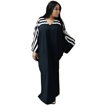 

African Dresses For Women Stripe Africa Clothing Muslim Long Dress High Quality Length Fashion African Dress For Lady