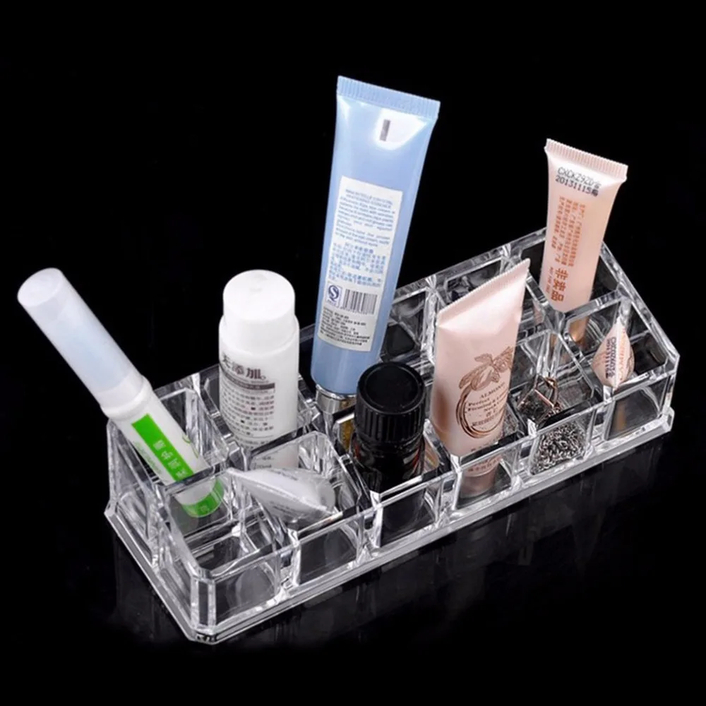 

12 Trapezoid Clear Acrylic Makeup Display Lipstick Stand Case Make up Cosmetics Lip stick Organizer Holder Makeup Tool Kit