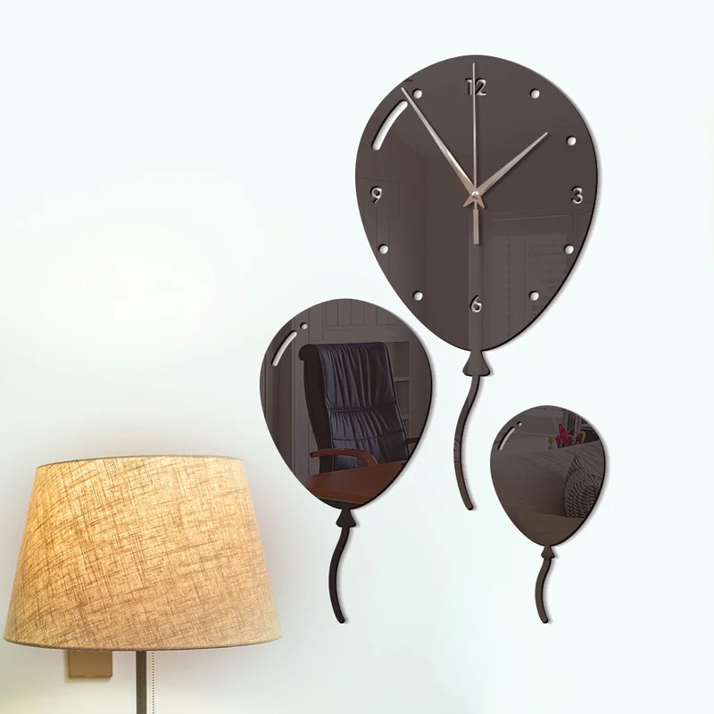 New Acrylic Balloon DIY Wall Clock Creative Mirror Wall Clock Fashion