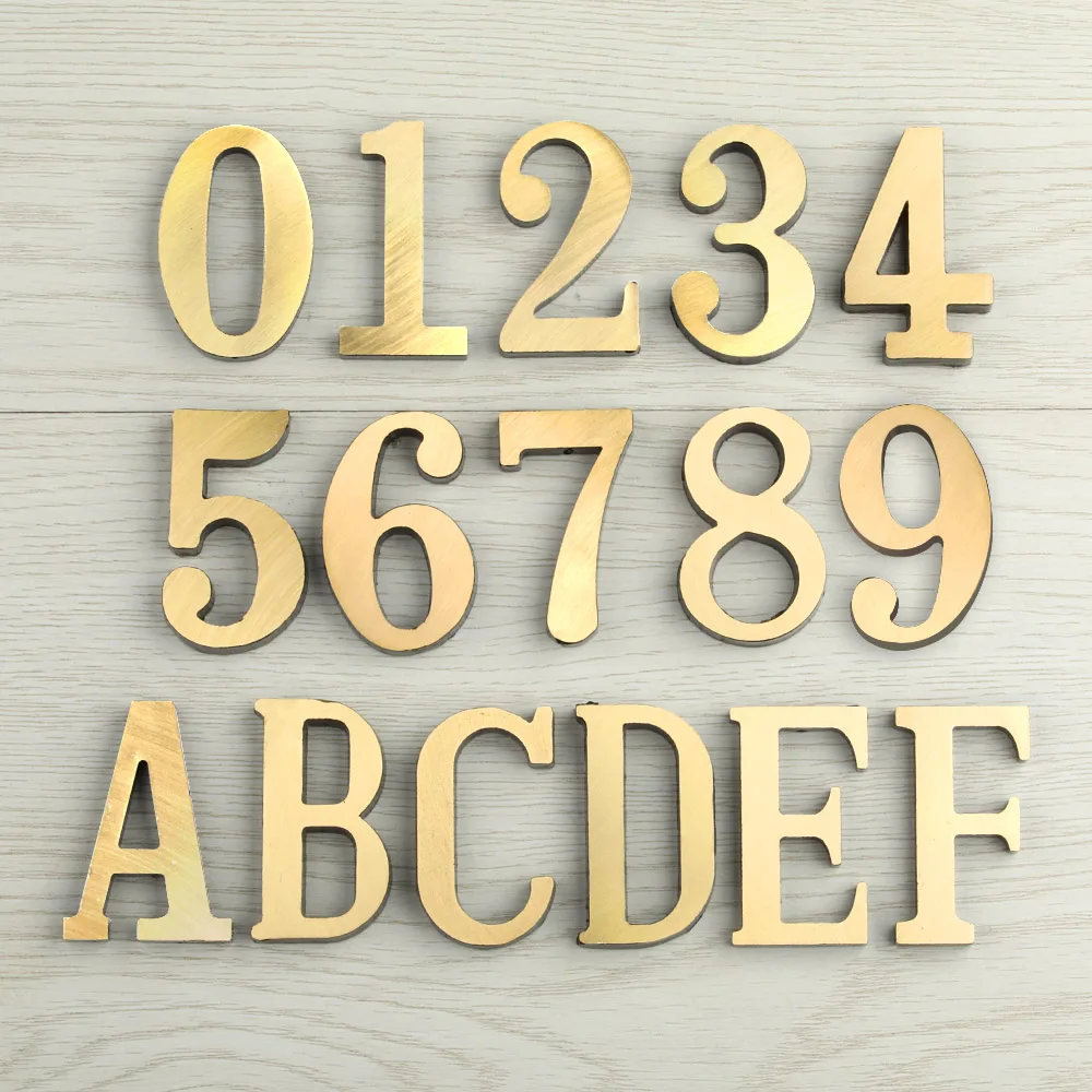 

Floating decorating House Numbers Door Sign, Brass, 5cm High
