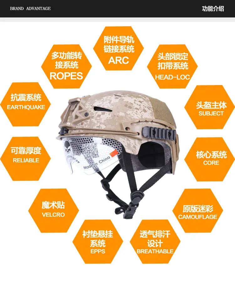 Emerson шлем с защитным Goggle EXF BUMP шлем Камуфляж Спортивная безопасность военные шлемы