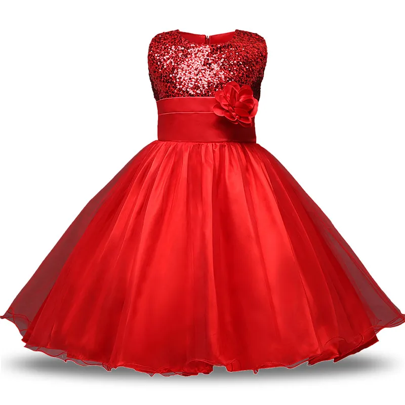 Платье с цветочным узором для девочек на свадьбу; одежда для маленьких От 0 до 12 лет на день рождения; Детские платья для первого причастия для девочек; детская праздничная одежда - Цвет: Red 2