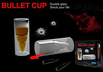 

2PCS/LOT Double Layer Glass Bullet Cup Beer Coffee Funny Missile Mug