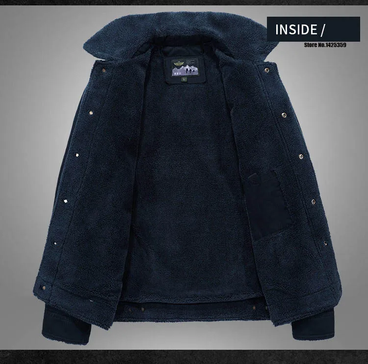 AFS JEEP Winter Jacket Men Thick Warm Fleece Jacket Man Coat Male Pure Cotton Single Breasted Military Jacket Chaqueta Hombre