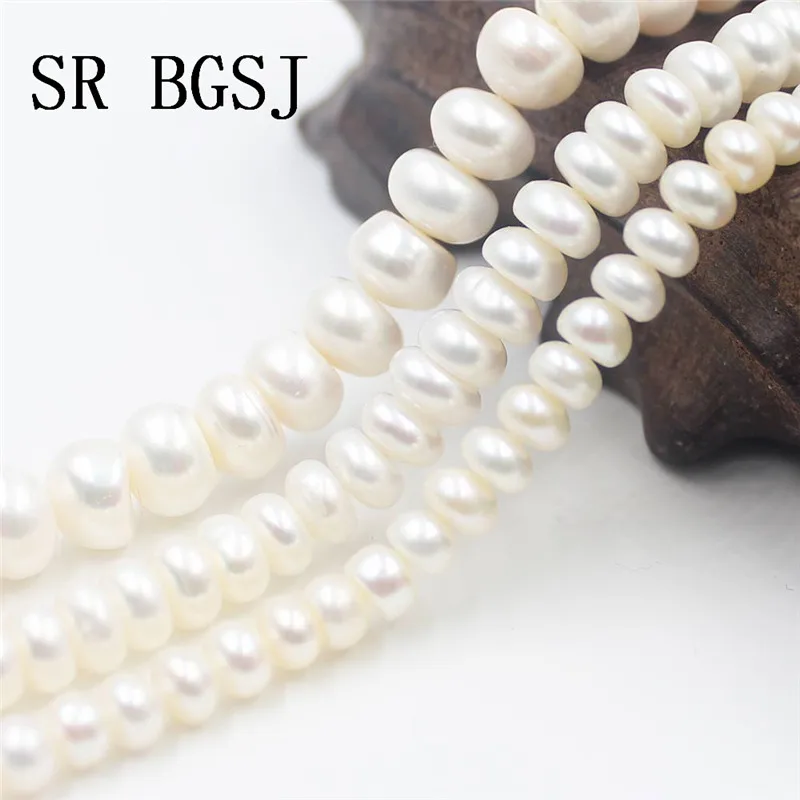 

Free Shipping 5-6mm 7-8mm 9-10mm Natural Rondelle Freshwater Pearl Jewelry Making Wholesale Beads Strand 14"