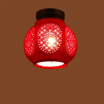 

Ceramic glass Grand Chinese red lanterns balcony aisle porch ceiling hall aisle lamp Chinese ceramic ceiling lamps ZH ZS15