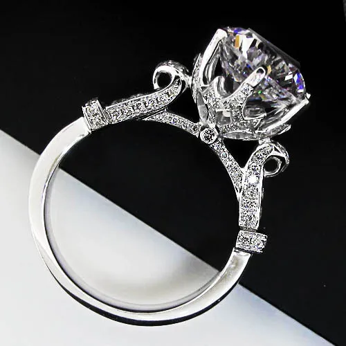3 Carat Genuine White Gold Vintage Design Wonderful Diamond Wedding Ring For Women Amazing unforgetable Jewelry Gift | Украшения и