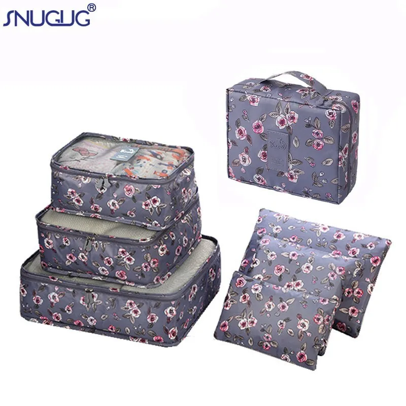 

SNUGUG 7PCS/Set High Quality New Oxford Cloth Ms Travel Mesh Bag In Bag Luggage Organizer Packing Cube Organiser For Clothing
