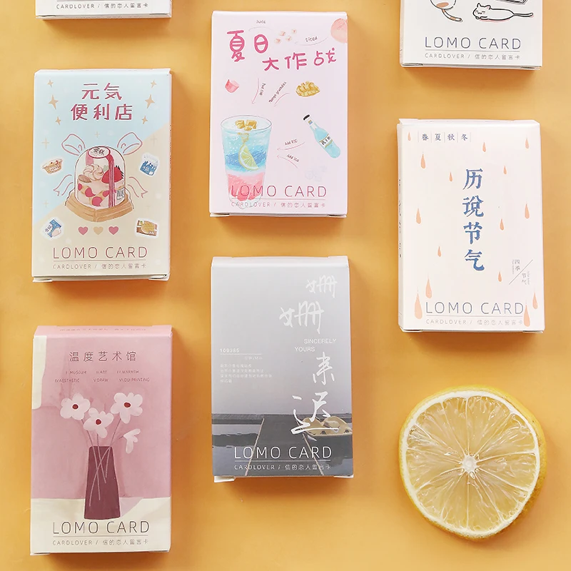 

Summer 28pcs\LOMO card DIY cute creative fun greeting card blank message card mini postcard student stationery office supplies