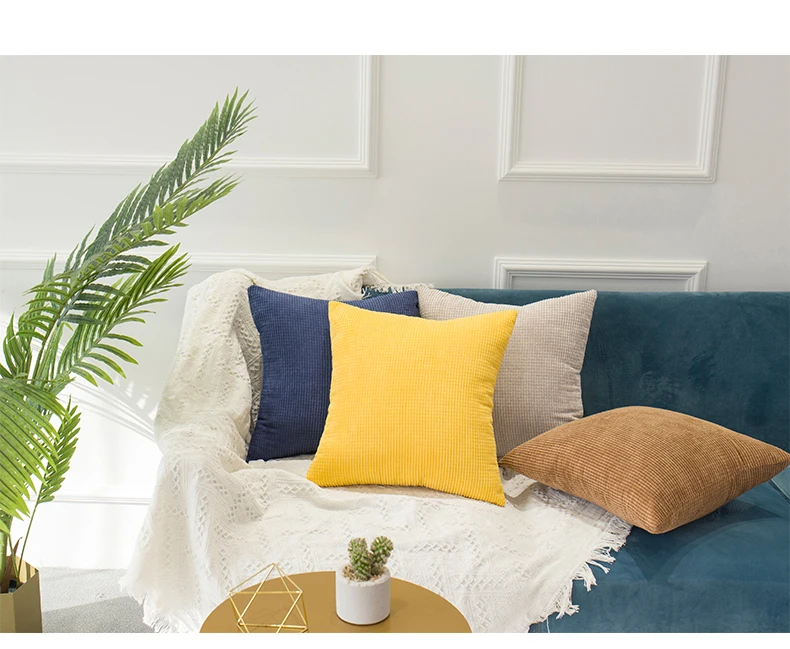 Macaron Color Corduroy Pillow Case Throw Cushion Cover Vintage Pillow Covers for Sofa Home Decorative 45x45cm (6)