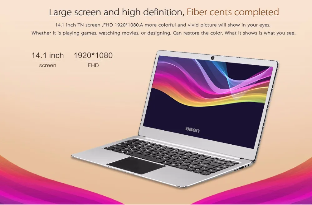BBEN N14W Ноутбук Нетбук Windows 10 Intel Celeron N3450 Четырехъядерный 4 ГБ ОЗУ 64 Гб ПЗУ WiFi BT4.0 type C 14,1 дюймов ультратонкий