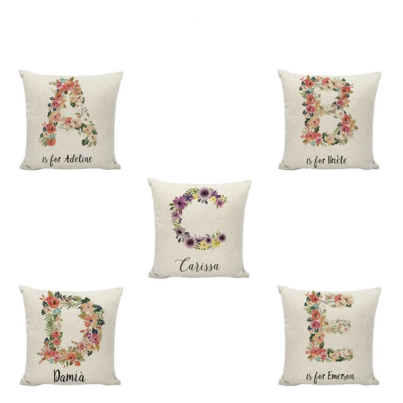 

Capital Letter Pattern Cushion Cover 45*45 CM Beautiful Colorful Wreath Personality Simple Warm Style Pillowcase Home Decoration
