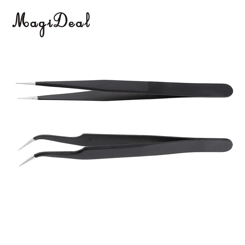 Stainless Steel Eyelash Extension Tweezer Pincet Vetus Makeup Tools, Curved / Straight