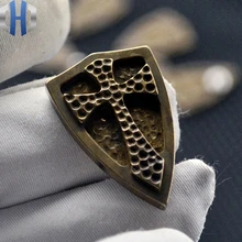 Shield Steel Fire Crusader Shield Brass Inlay Back Clip EDC Tool Accessories DIY Cutter Knife Tools Shield Steel Fire Crusader Shield Brass Inlay Back Clip EDC Tool Accessories DIY Cutter Knife Tools