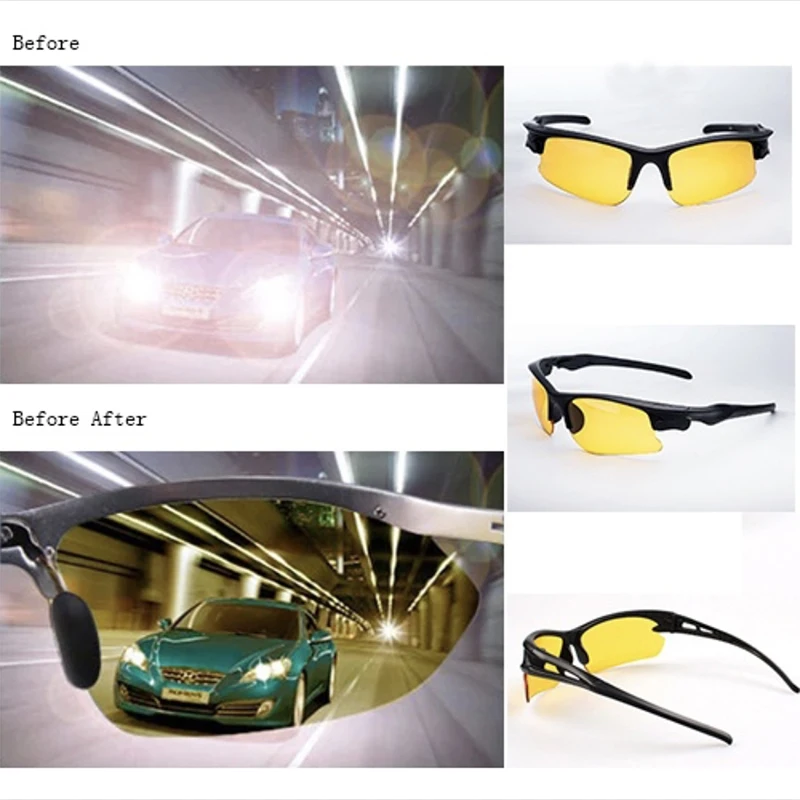 Очки ночного видения для автомобиля, солнцезащитные очки для мужчин и женщин, спортивные уличные очки, очки UV400, солнцезащитные очки для водителя, очки для ночного вождения