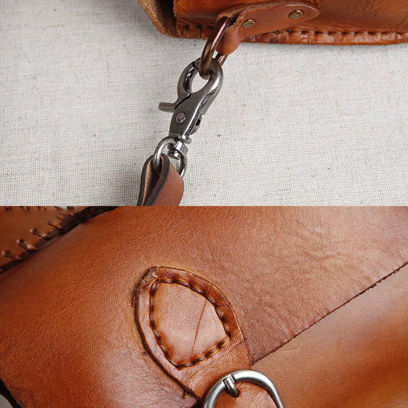 AETOO Handmade women's bag, leather retro shoulder slanted bag, head leather literary postage bag, small square bag