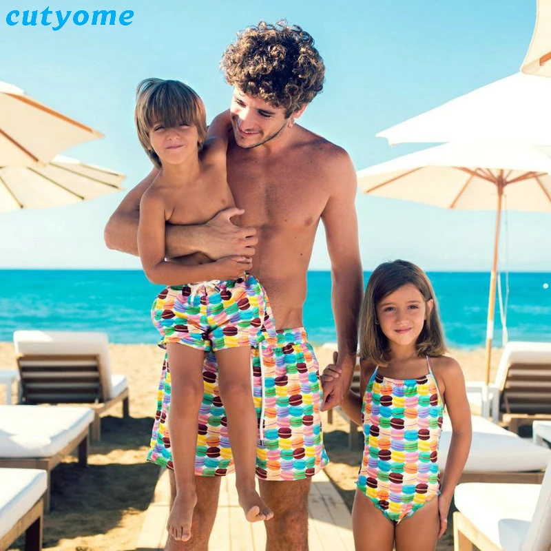 baby boy and dad matching swimwear