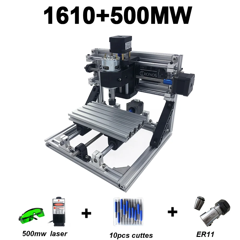 CNC 1610 с ER11 гравировальный станок с ЧПУ, рабочая зона 16x10x3 см, фрезерный станок по дереву, фрезерный станок с ЧПУ, гравировка из нержавеющей стали, металл - Цвет: 500mw