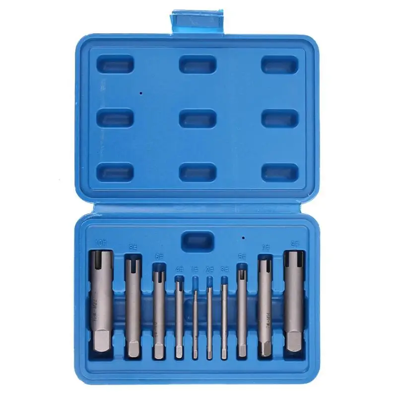 

10pcs DHigh Speed Steel amaged Nut Bolt Remover Stud Extractor Set Broken Screw Removal Kit