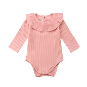 

Newborn Baby Girl Long Sleeves Romper Lotus Leaf Collar Romper Outfits 5 Color