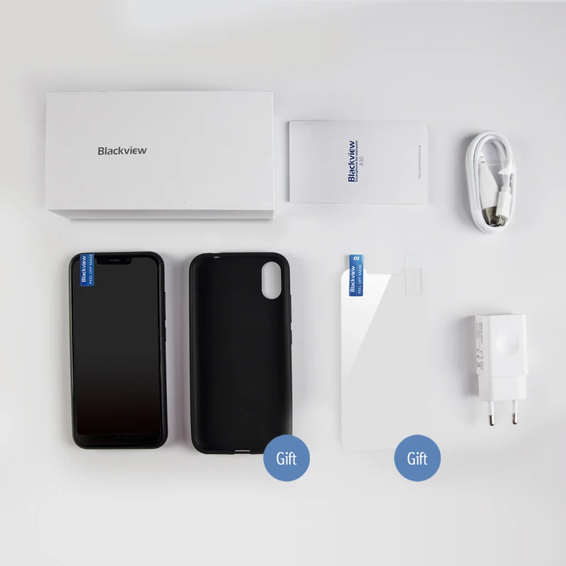 Blackview A30 3G Dual Sim Smartphone 5.5 Inch Android 8.1 19:9 Full Screen Face ID Mobile Phone 2+16 Quad Core Cellphone 2500mAh