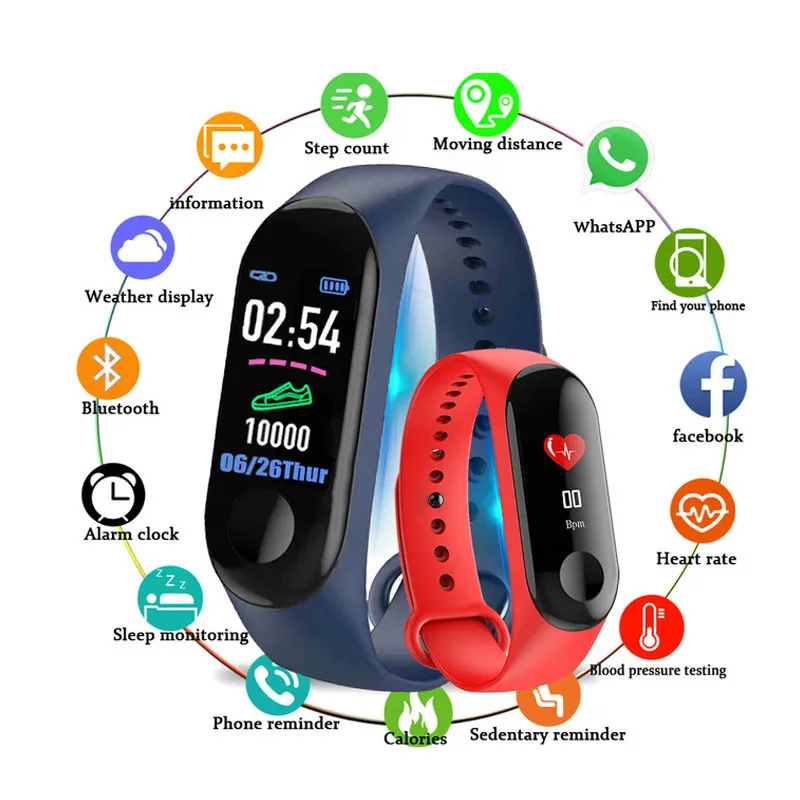 

New Women Sport Waterproof Watch Blood Pressure Heart Rate Monitor Smart Watch Men Woman Fitness Tracker Pedometer Watches pk m3