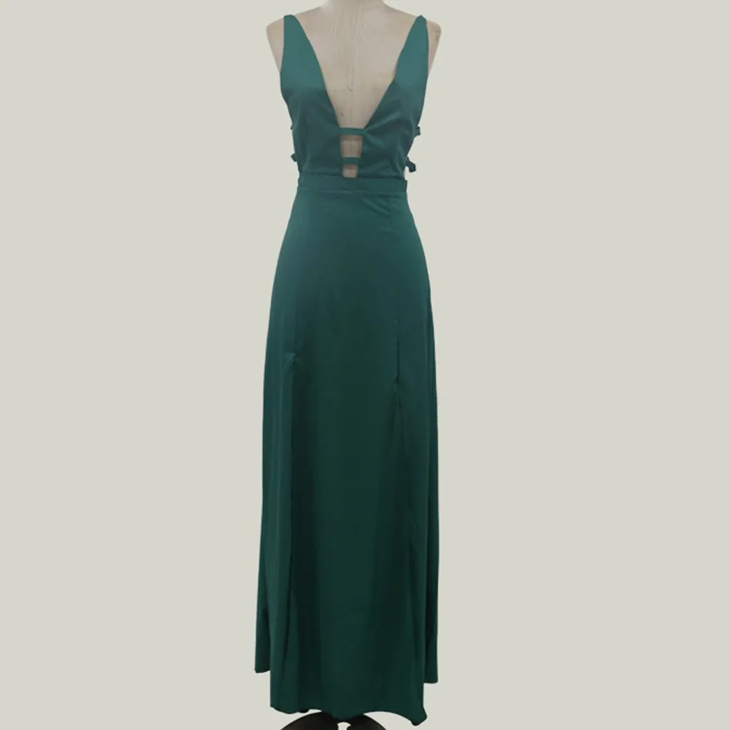 KANCOOLD/модное женское вечернее летнее платье, сексуальный камзол без рукавов с v-образным вырезом, Новые Вечерние платья для женщин 2019Apr24 - Цвет: Зеленый