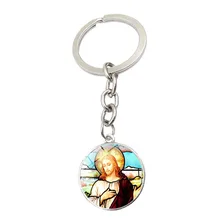 Gimayer I love Jesus time Crystal key Keychain key ring pendant European and American jewelry Key Chain cool stylish i love jesus bracelet brown