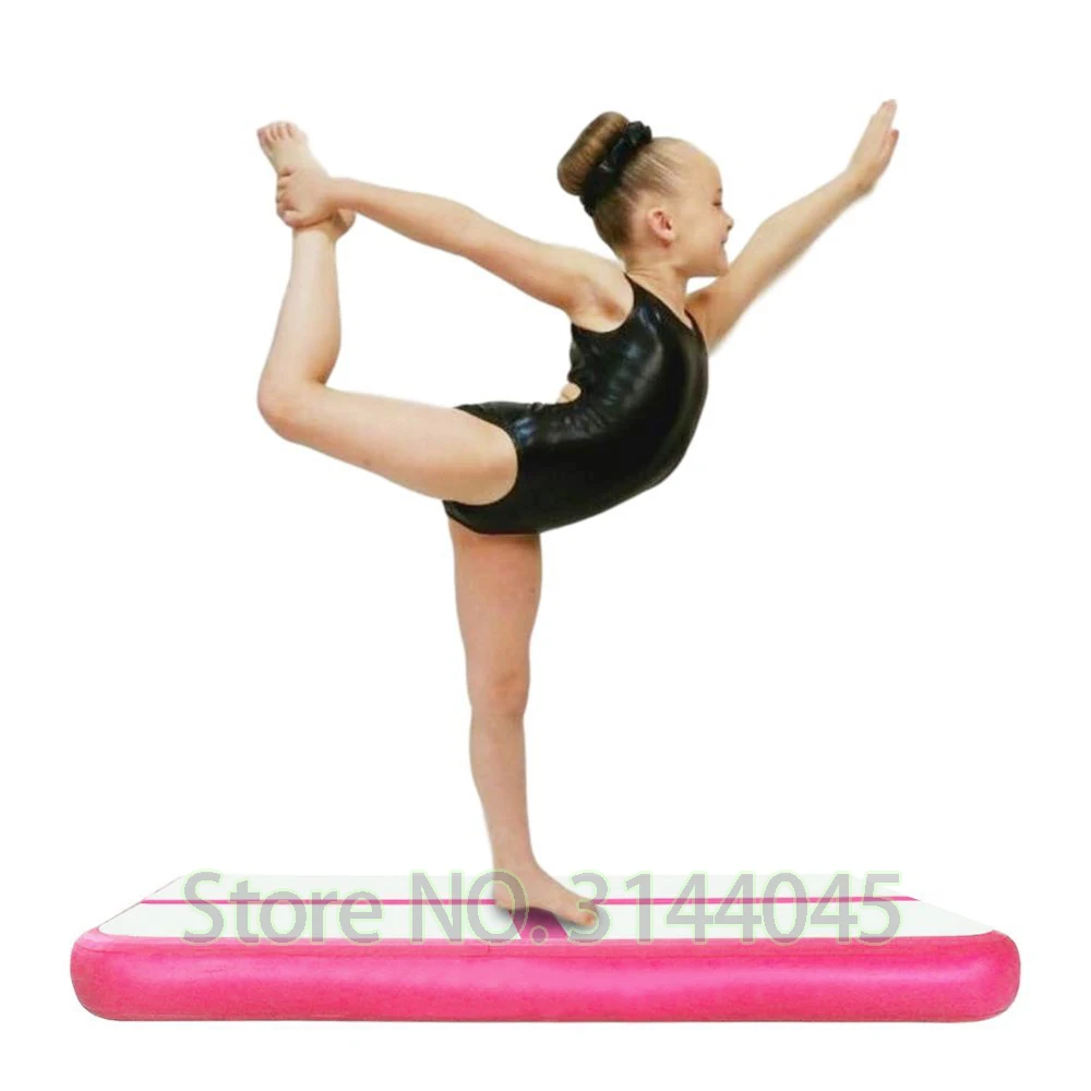 Надувной гимнастический воздушный трек Tumbling Йога надувной батут трек на день рождения Обучение таэквондо Черлидинг 1 м * 0,6 м розовый синий