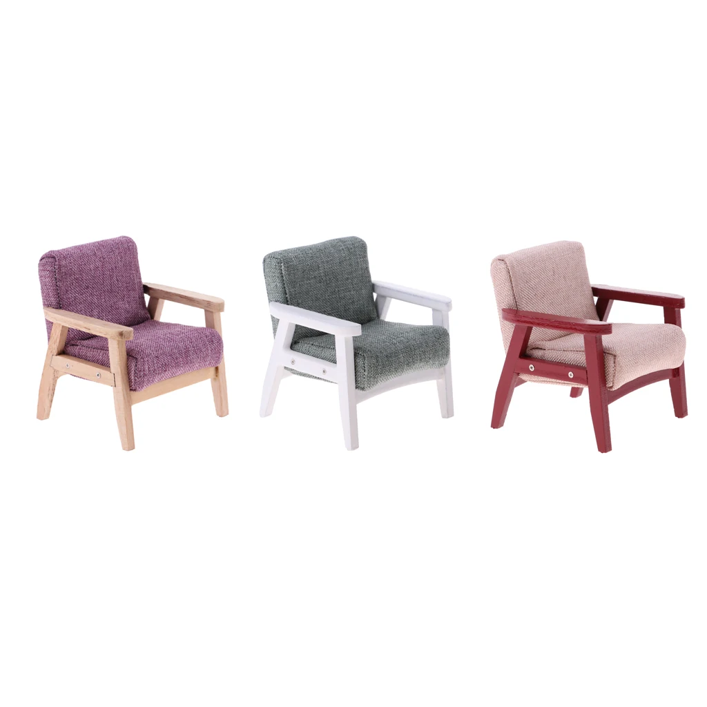 1:12 Wooden Single Sofa Double Couch Dollhouse Miniature Furniture Accessory