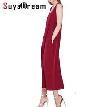 Women long dress 19MM 100% silk Sleeveless dress Solid Wine Side pockets dresses 2019 Spring Summer black side pockets sleeveless outerwear