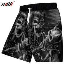 UJWI, Мужская Уличная одежда в стиле хип-хоп, 3D принт, длинные волосы и угол, череп, мужские черные, белые, большие размеры, летние пляжные шорты, 5XL