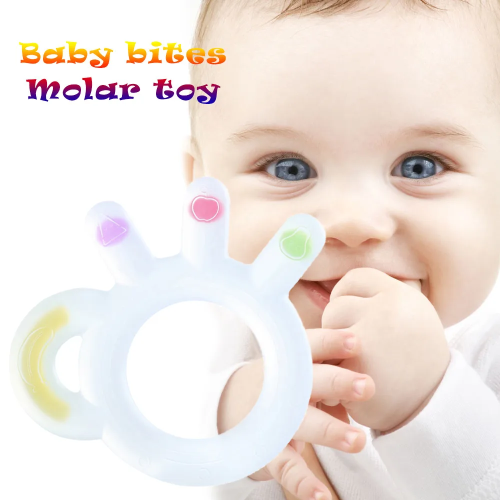 Funny Baby Teether Pacifier Silicone Toy for Baby Bite Teether with Rope by Safety Baby Molar