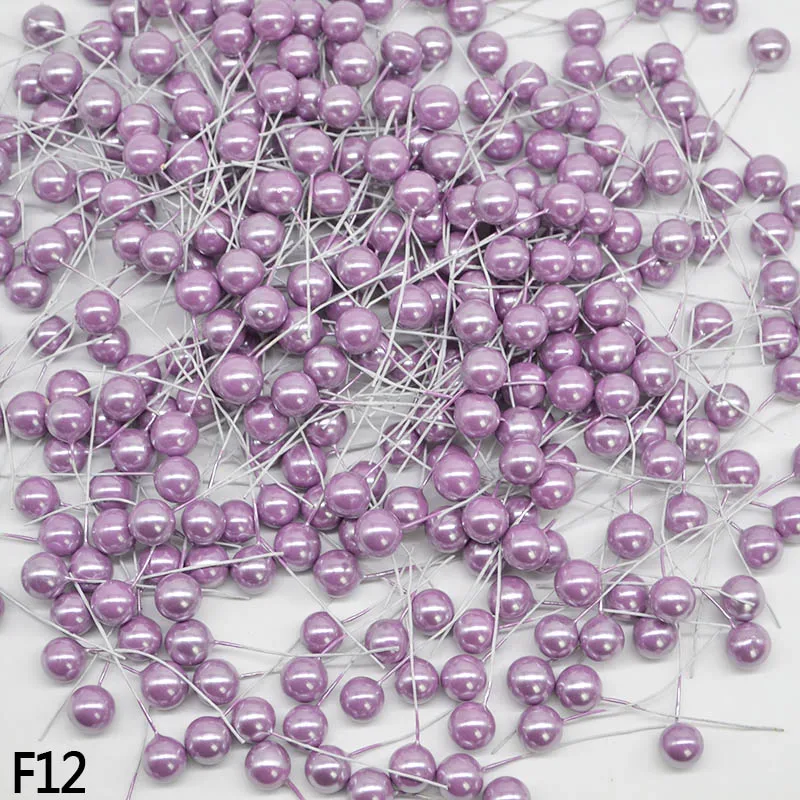 50 шт. 12 мм миниатюрные ягоды искусственный цветок многоцветный Вишневый гранатовый Stamen Свадебные украшения DIY венки - Цвет: F12