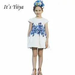 Это yiiya новый на молнии с круглым вырезом платье с цветочным узором для девочек с цветочным рисунком детские детская одежда бальное платье