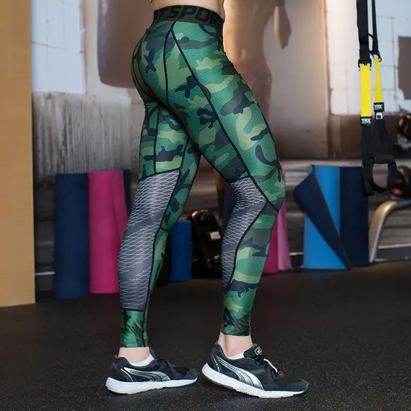 camo running tights mens