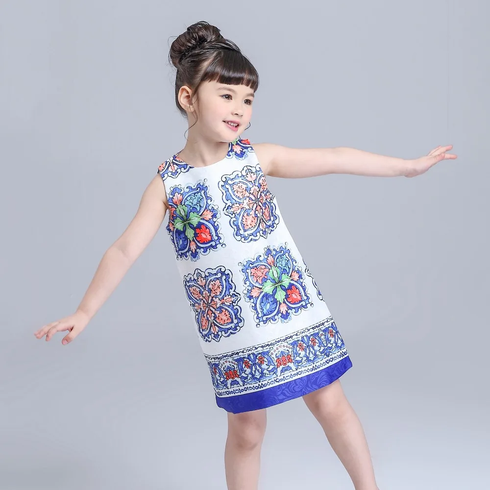 

2016 Spring/autumn Girl Dress Blue Cotton Kids Dresses for Girls Clothes Brand Princess Dress Kids Cloth Robe Fille Enfant 3-8