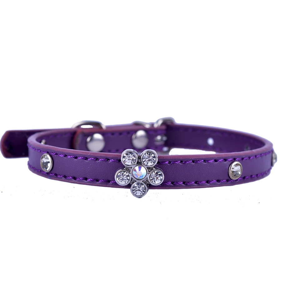 Fashion Pu Leather Cat Collar Rhinestone Flower Charm Crystal Studded Collars For Cats Small Pet Dog Cat Supplies Fashion Pu Leather Cat Collar Rhinestone Flower Charm Crystal Studded Collars For Cats Small Pet Dog Cat Supplies