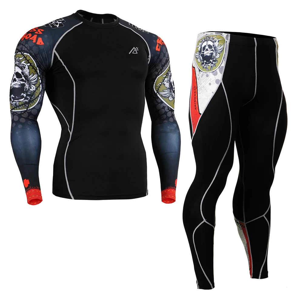 

Men's Sportswear Skin-Tight Compression Shirts&Tights Set Gym Training MMA Workout Fitness Yoga Clothing Set CPD/P2L-B5