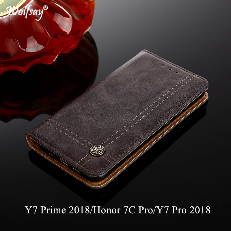 

Wolfsay For Huawei Y7 Prime 2018 Case Cross Pattern Flip Cover PU leather & Soft TPU Inside Cases Huawei Honor 7C Pro/Y7 2018